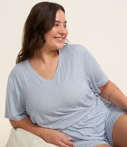 Pijama Curto Viscose Xadrez Pied-de-poule Curve & Plus Size