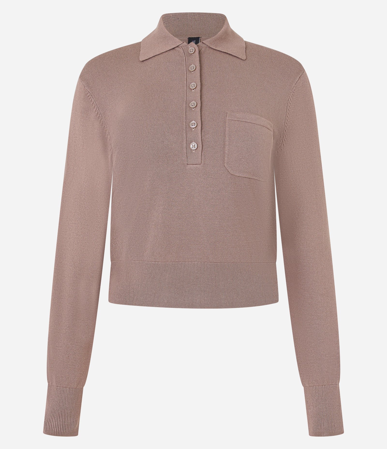 Blusa em Tricô com Abotoamento e Bolsinho Solo Bege 4