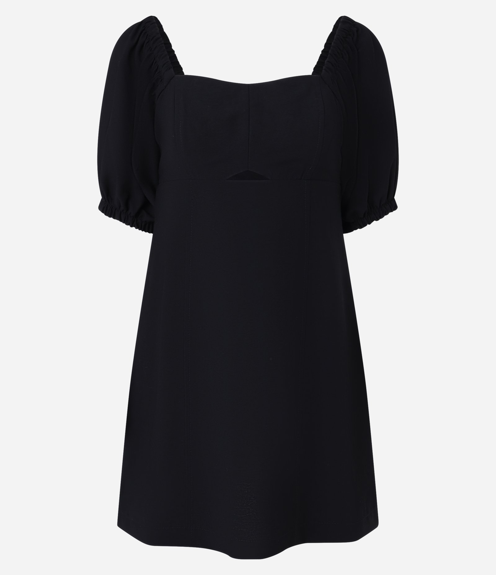 Vestido Curto em Tricoline com Manga Bufante Preto 6