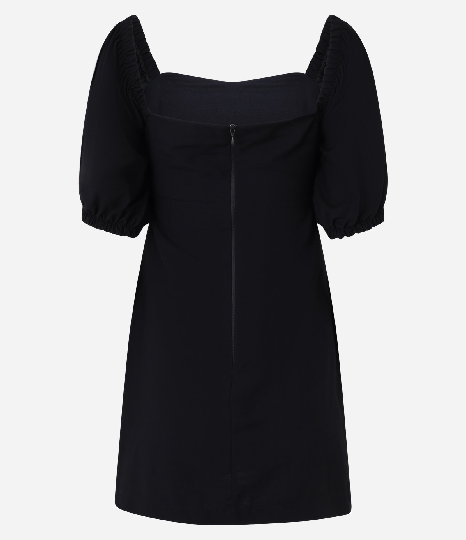 Vestido Curto em Tricoline com Manga Bufante Preto 7