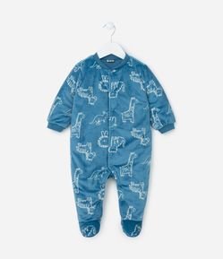 Macacão Infantil em Plush com Estampa Bichinhos - Tam 0 a 18 meses