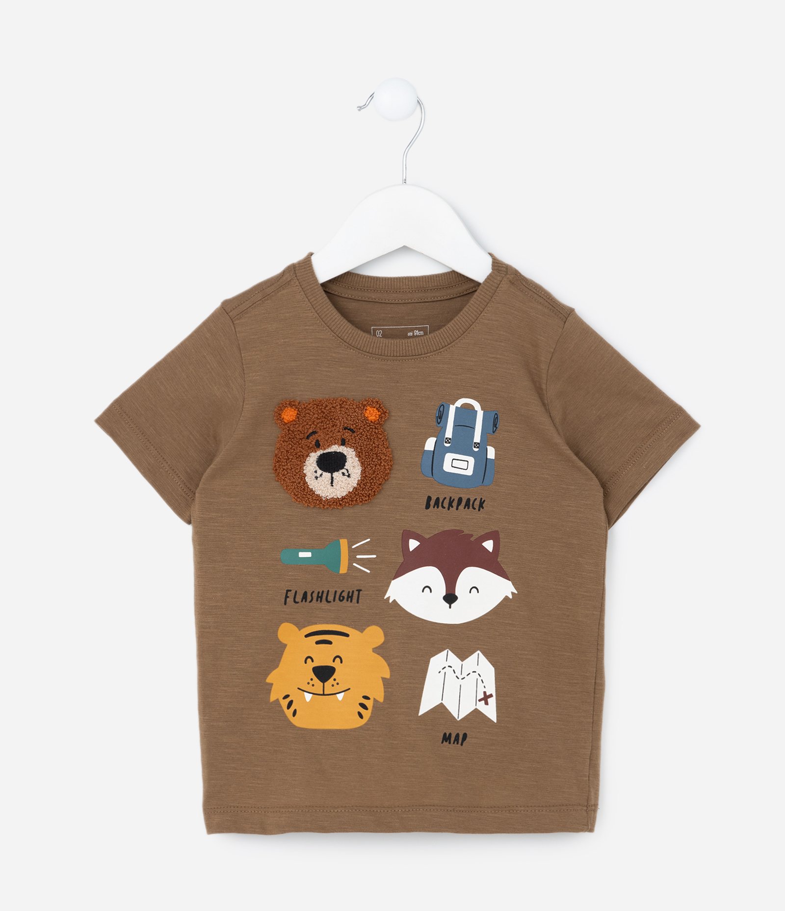 Camiseta Infantil com Estampa Bichinhos - Tam 1 a 6 Anos Marrom 1