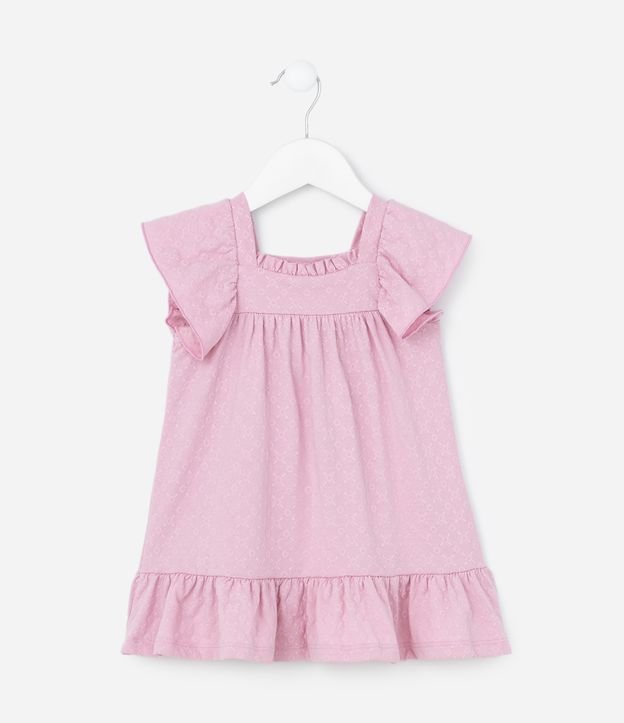 Vestido Infantil com Babados e Calcinha - Tam 0 a 18 meses
