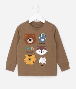 Camiseta Infantil com Estampa Bichinhos - Tam  1 a 6 Anos