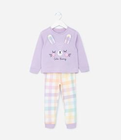 Pijama Infantil com Estampa Coelhinho com Orelhas 3D - Tam 2 a 4 Anos