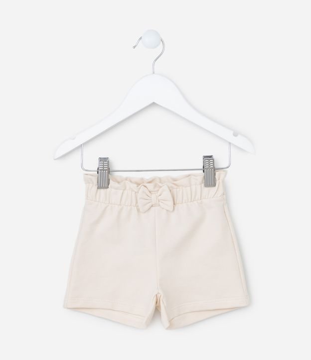 Short Clochard Infantil em Moletom com Laço - Tam 0 a 18 meses