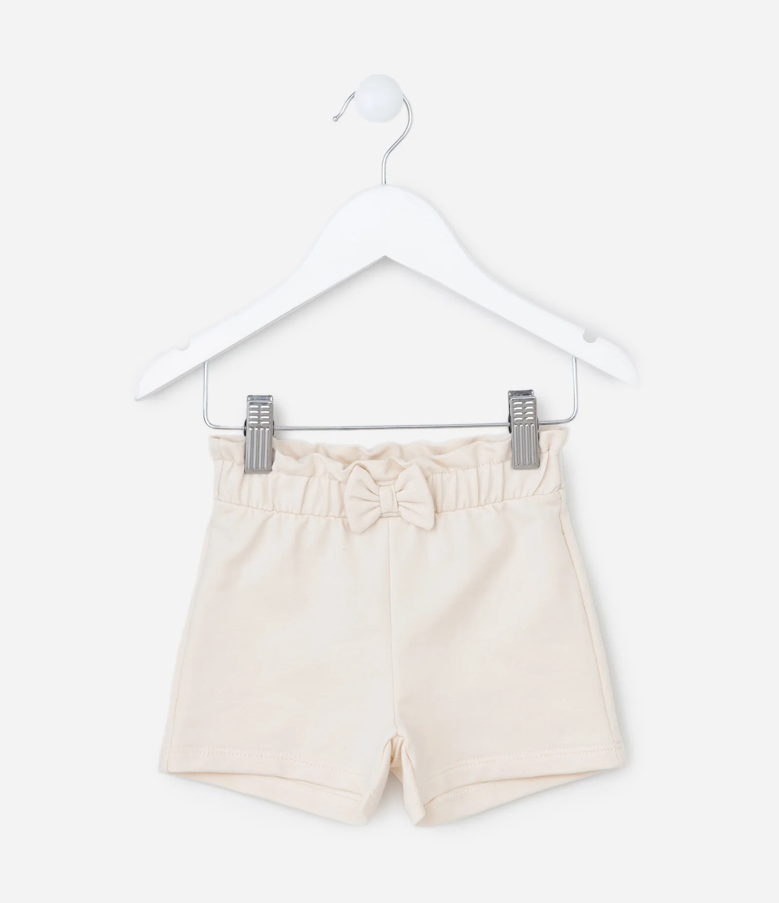 Short Clochard Infantil em Moletom com Laço - Tam 0 a 18 meses Bege 1