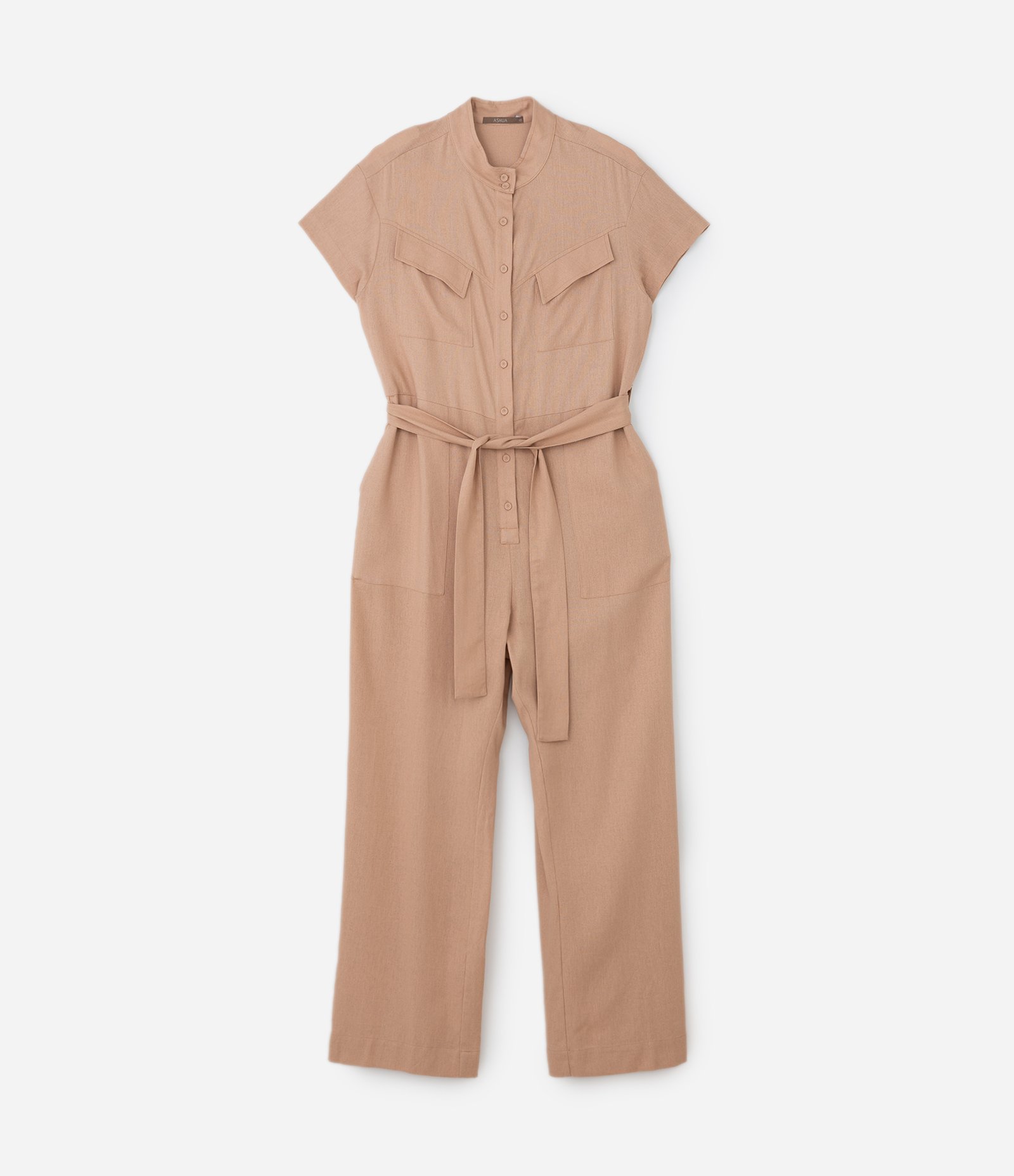 Macacão Utilitário em Viscose e Linho Curve e Plus Size Bege 4