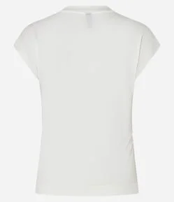 Blusa em Algodão com Gola Alta e Franzido na Lateral