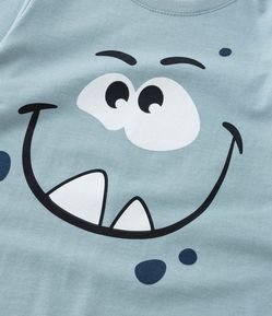 Camiseta Infantil com Estampa Carinha de Monstrinho - Tam 1 a 6 Anos