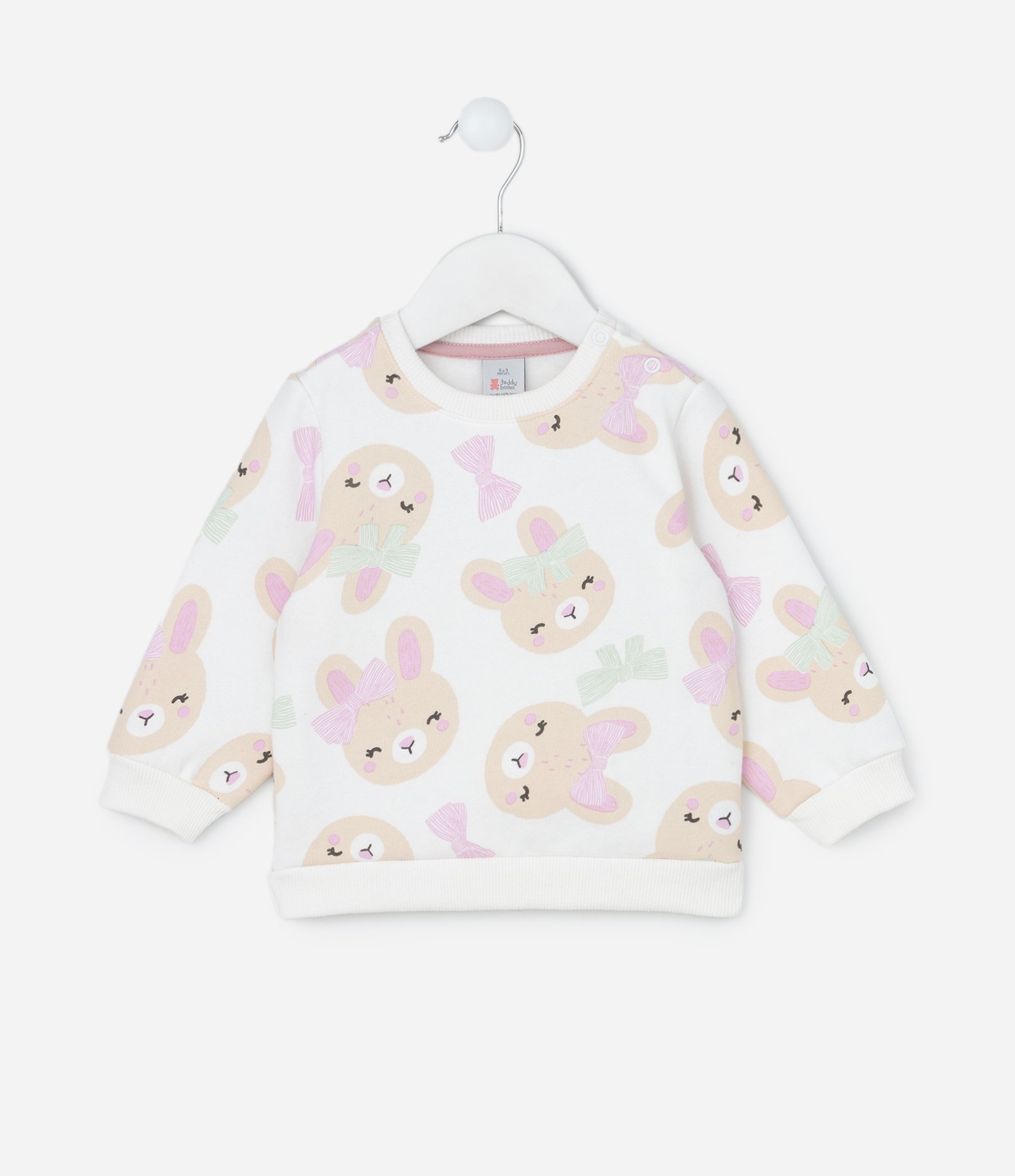 Blusão Infantil Quentinho Estampado de Coelhinhas - Tam 0 a 18 meses Off White 1