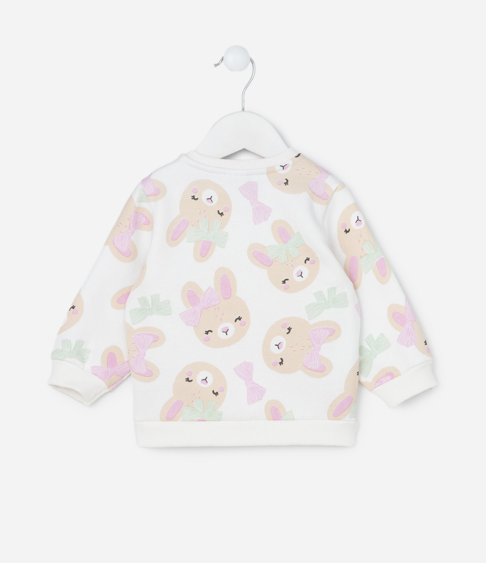 Blusão Infantil Quentinho Estampado de Coelhinhas - Tam 0 a 18 meses Off White 2