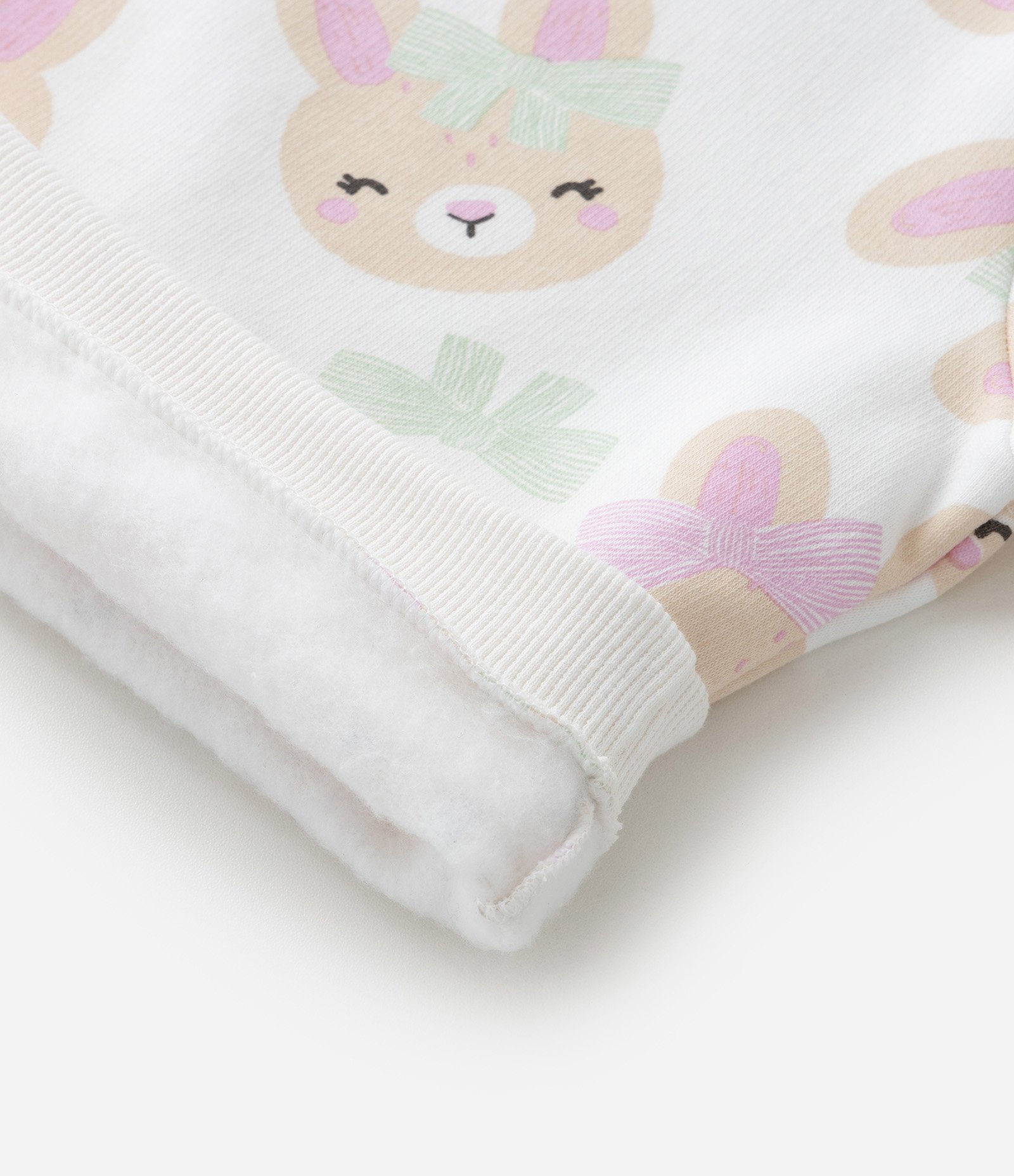 Blusão Infantil Quentinho Estampado de Coelhinhas - Tam 0 a 18 meses Off White 4