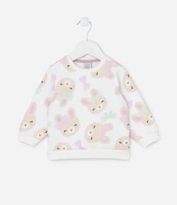 Blusão Infantil Quentinho Estampado de Coelhinhas - Tam 0 a 18 meses