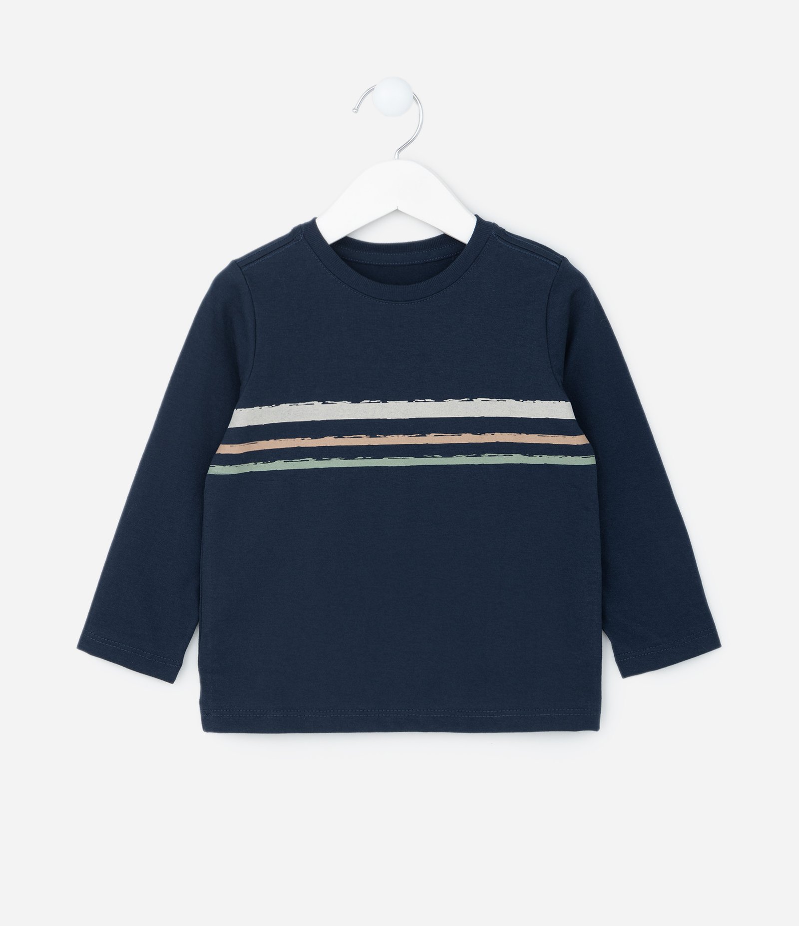 Camiseta Infantil com Estampa de Listras - Tam 1 a 6 Anos Azul 1