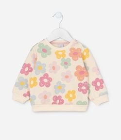 Blusão Infantil Quentinho com Estampa Floral - Tam 0 a 18 meses