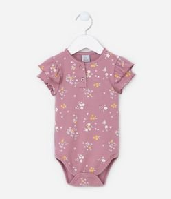 Body Infantil em Ribana com Babadinhos - Tam 0 a 18 meses