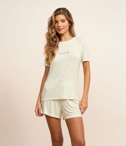 Pijama Short Doll em Viscolycra com Estampa Xadrez