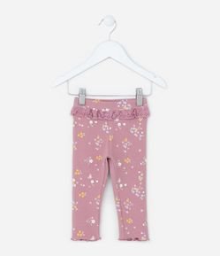 Calça Legging Infantil com Babadinho Borederie - Tam 0 a 18 meses