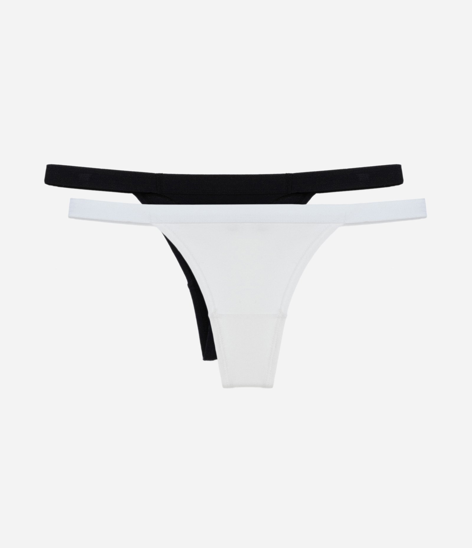 Kit 02 Calcinhas String Fio em Algodão Branco/ Preto 1