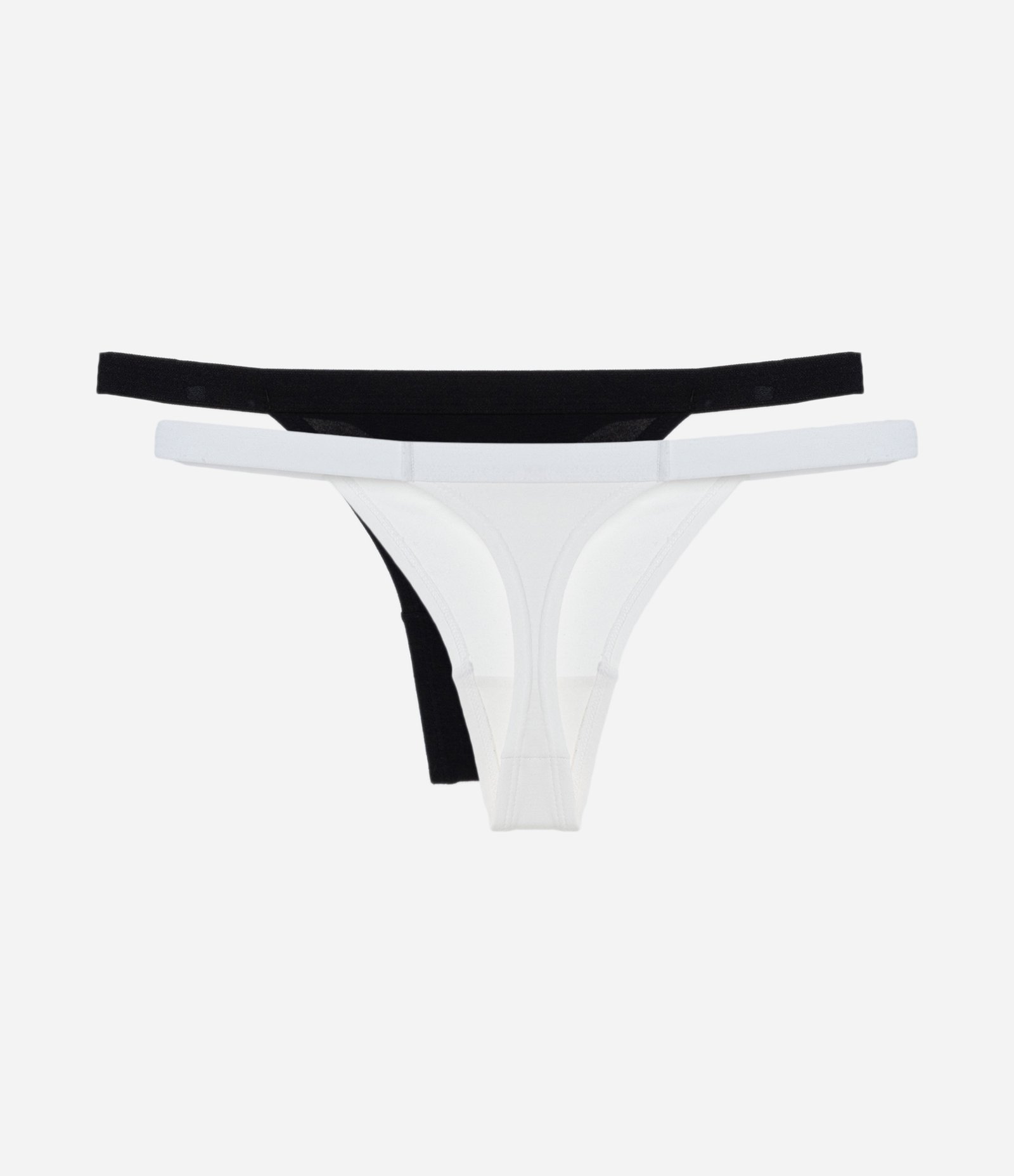 Kit 02 Calcinhas String Fio em Algodão Branco/ Preto 2