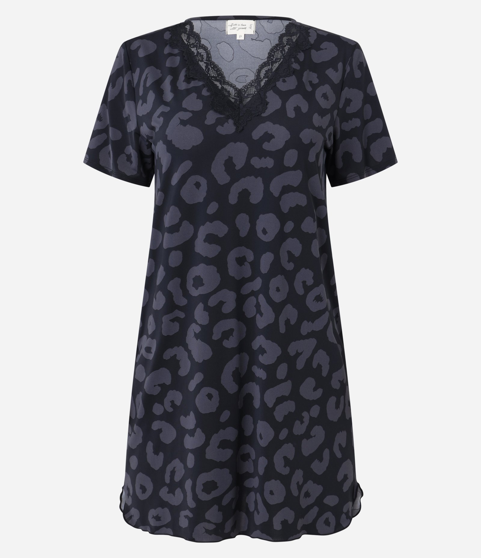 Camisola Curta em Microfibra com Renda e Estampa de Oncinha Preto 4