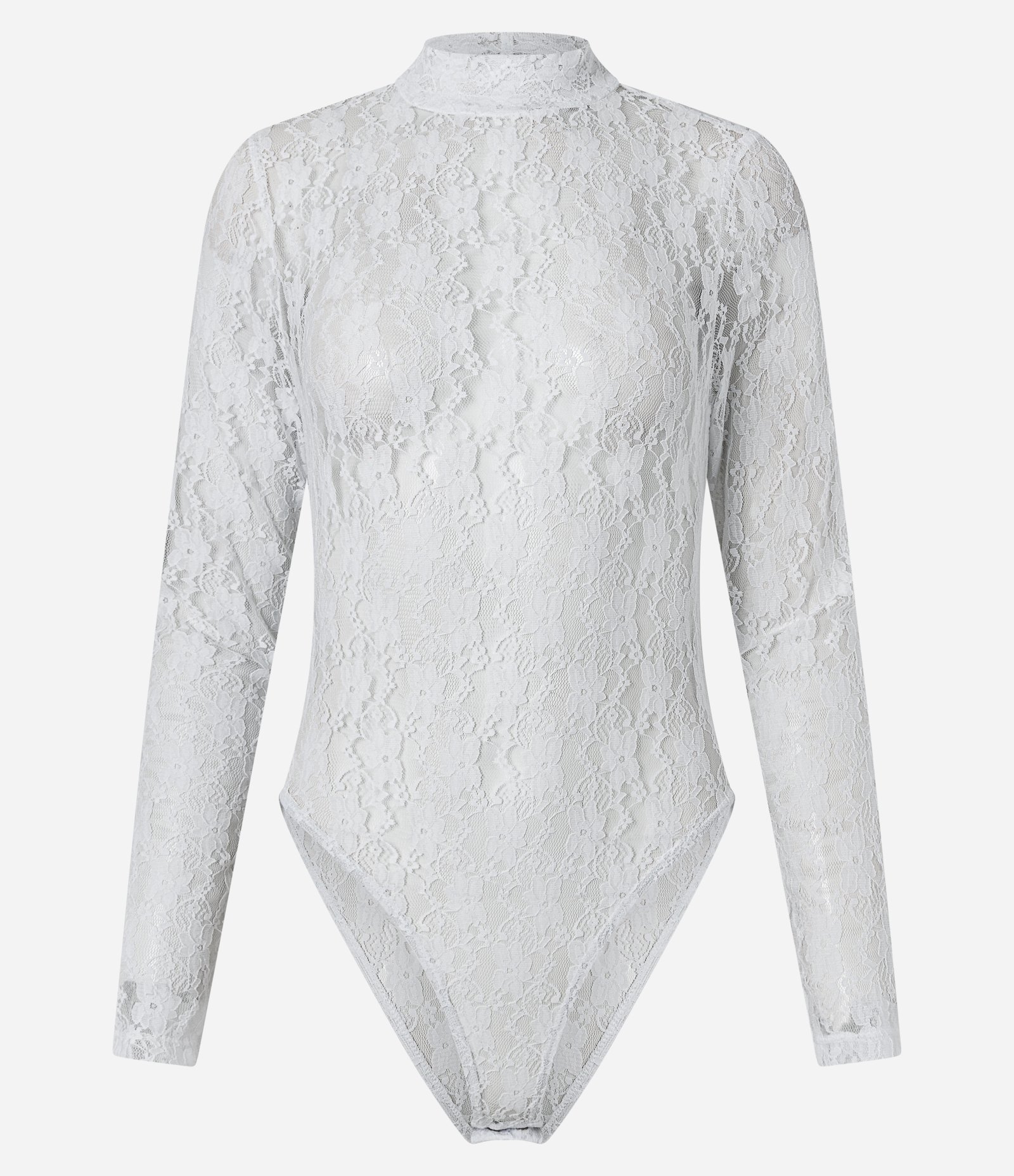 Body em Renda Texturizado com Gola Alta Branco 4