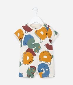 Macaquinho Infantil com Estampa Bichinhos e Lettering - Tam 0 a 18 meses