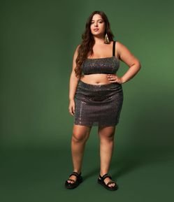 Saia Curta em Paetê Curve & Plus Size