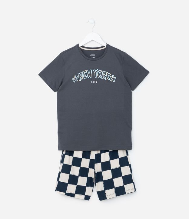 Pijama Curto Infantil em Algodão com Estampa New York City - Tam 7 ao 16 Anos