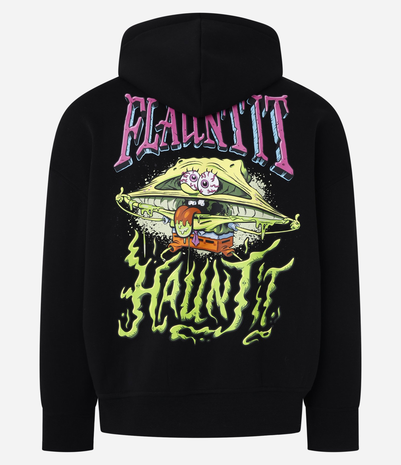 Casaco Boxy em Fleece com Estampa Bob Esponja Psicodélico Preto 8