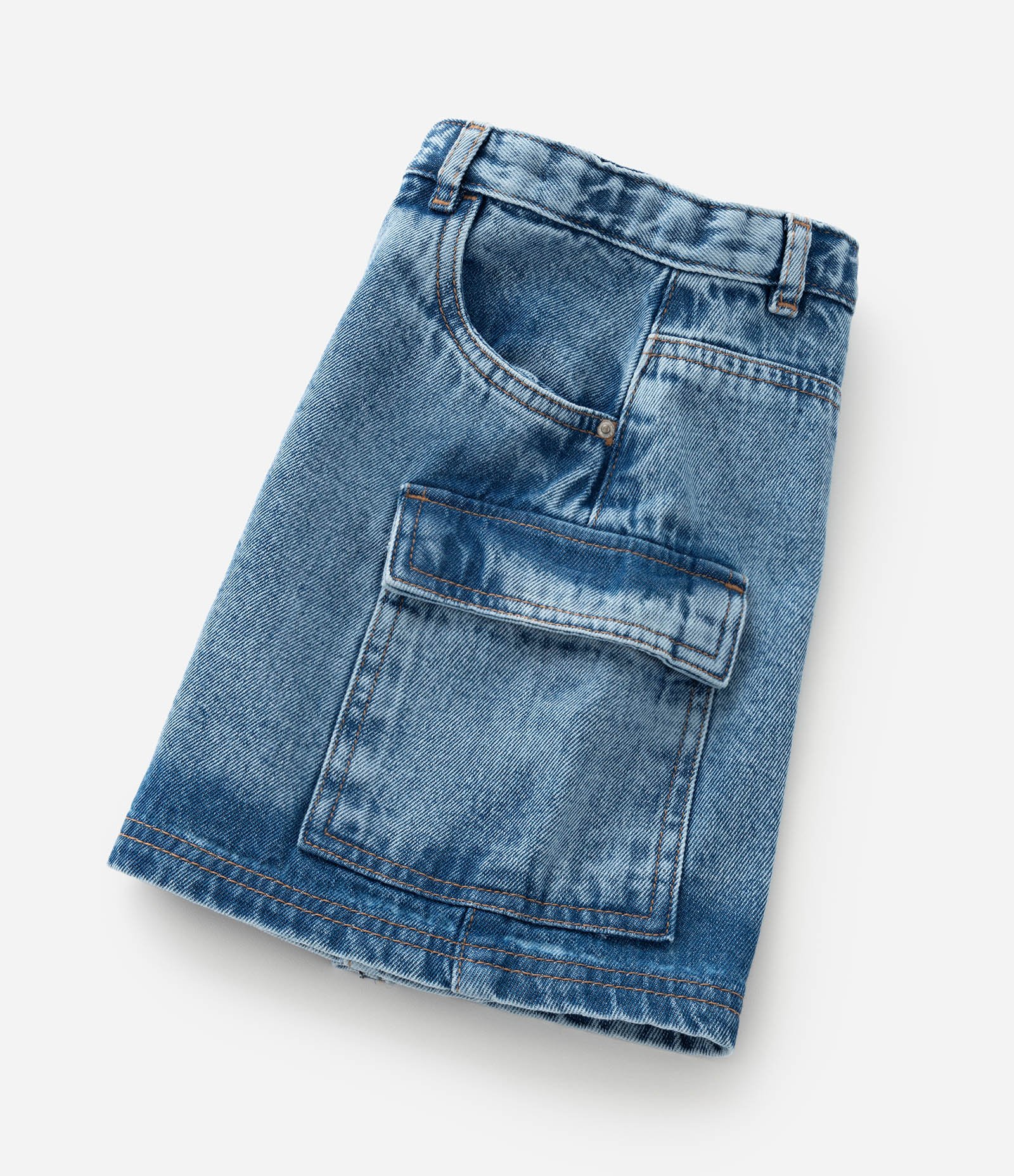 Saia Infantil em Jeans com Bolsos Cargo - Tam 5 a 14 Anos Azul 5