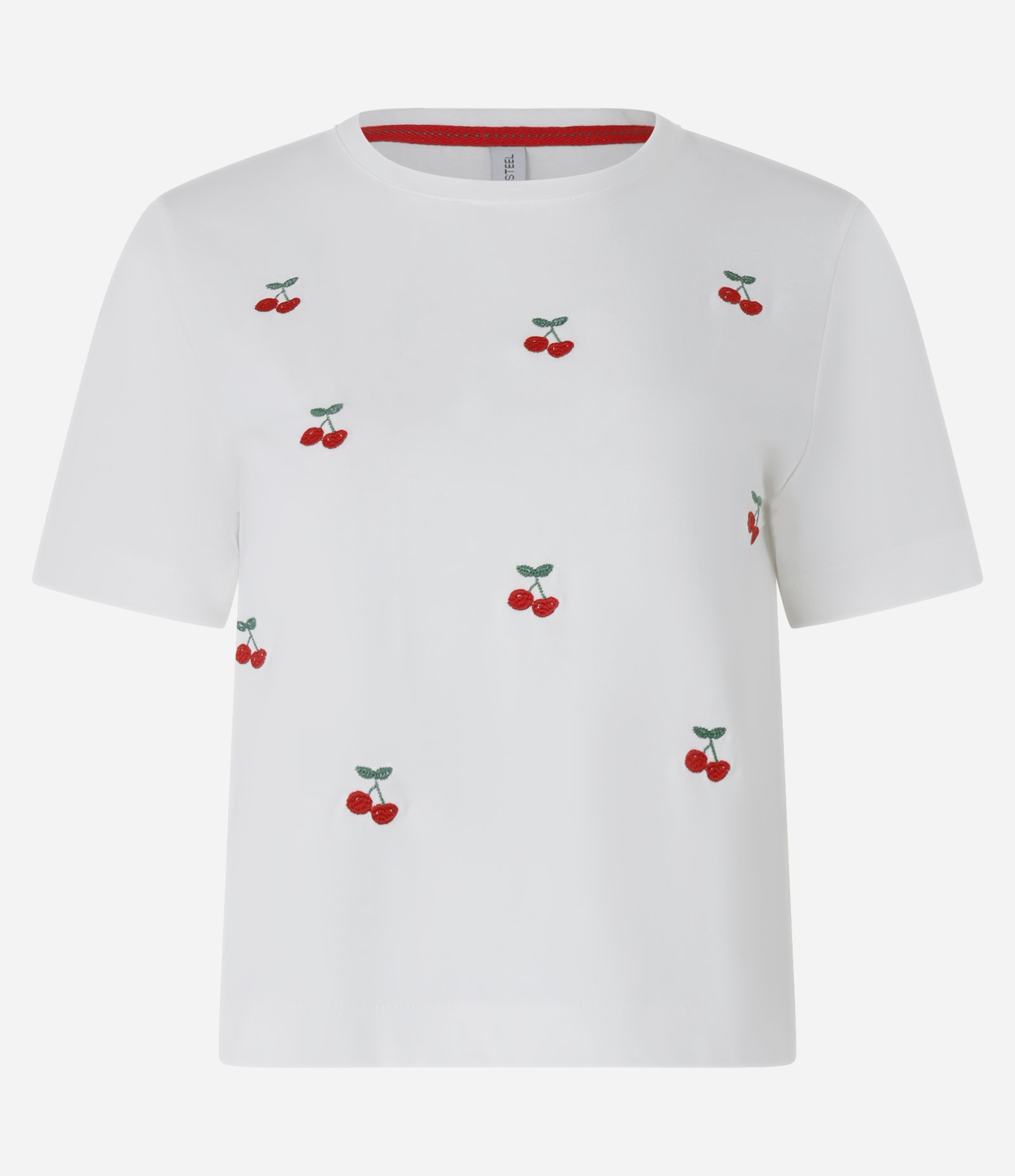 Camiseta T-shirt em Algodão com Bordado de Cereja Branco 4