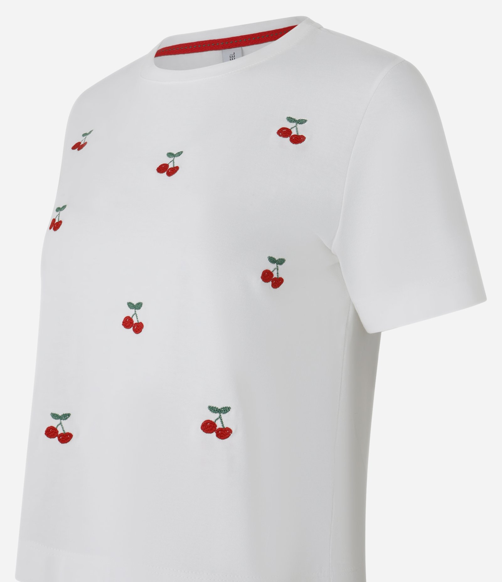 Camiseta T-shirt em Algodão com Bordado de Cereja Branco 5
