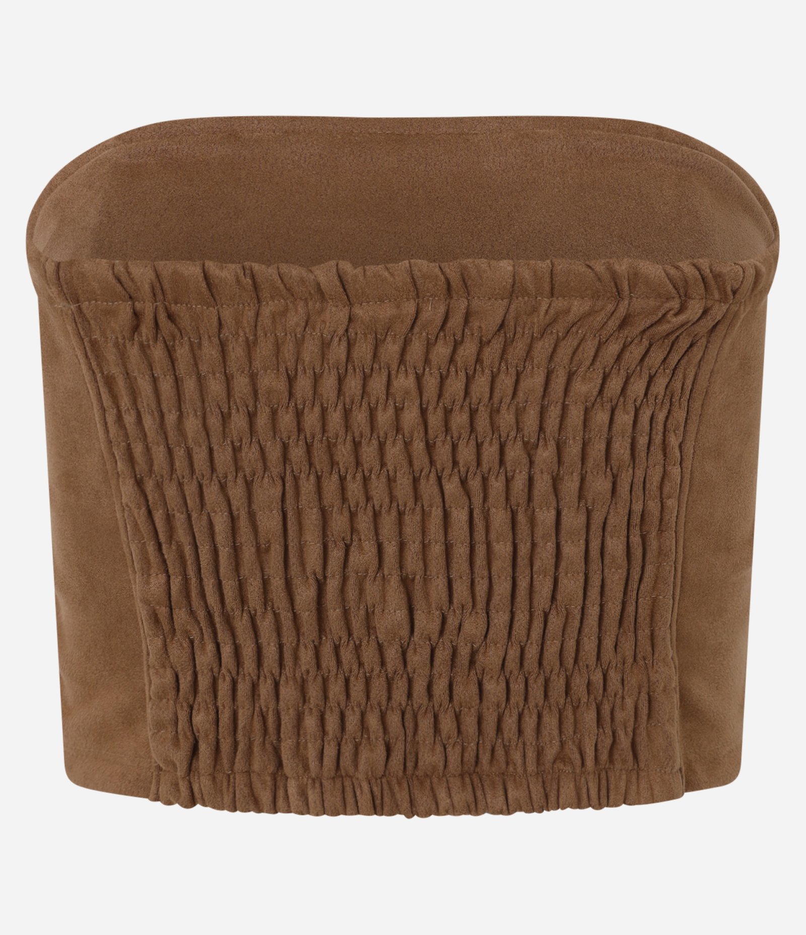 Top em Suede Corsetado com Lastex nas Costas Marrom 7