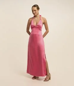 Vestido Longo Acetinado Frente Única