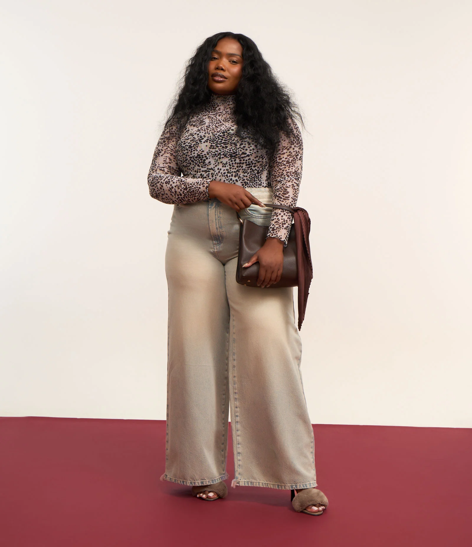 Blusa em Tule Animal Print com Frufru Curve & Plus Size Multicores 2