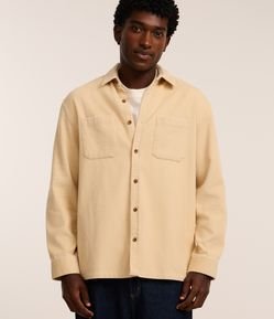 Camisa Comfort em Algodão com Textura Cotelê e Bolsos