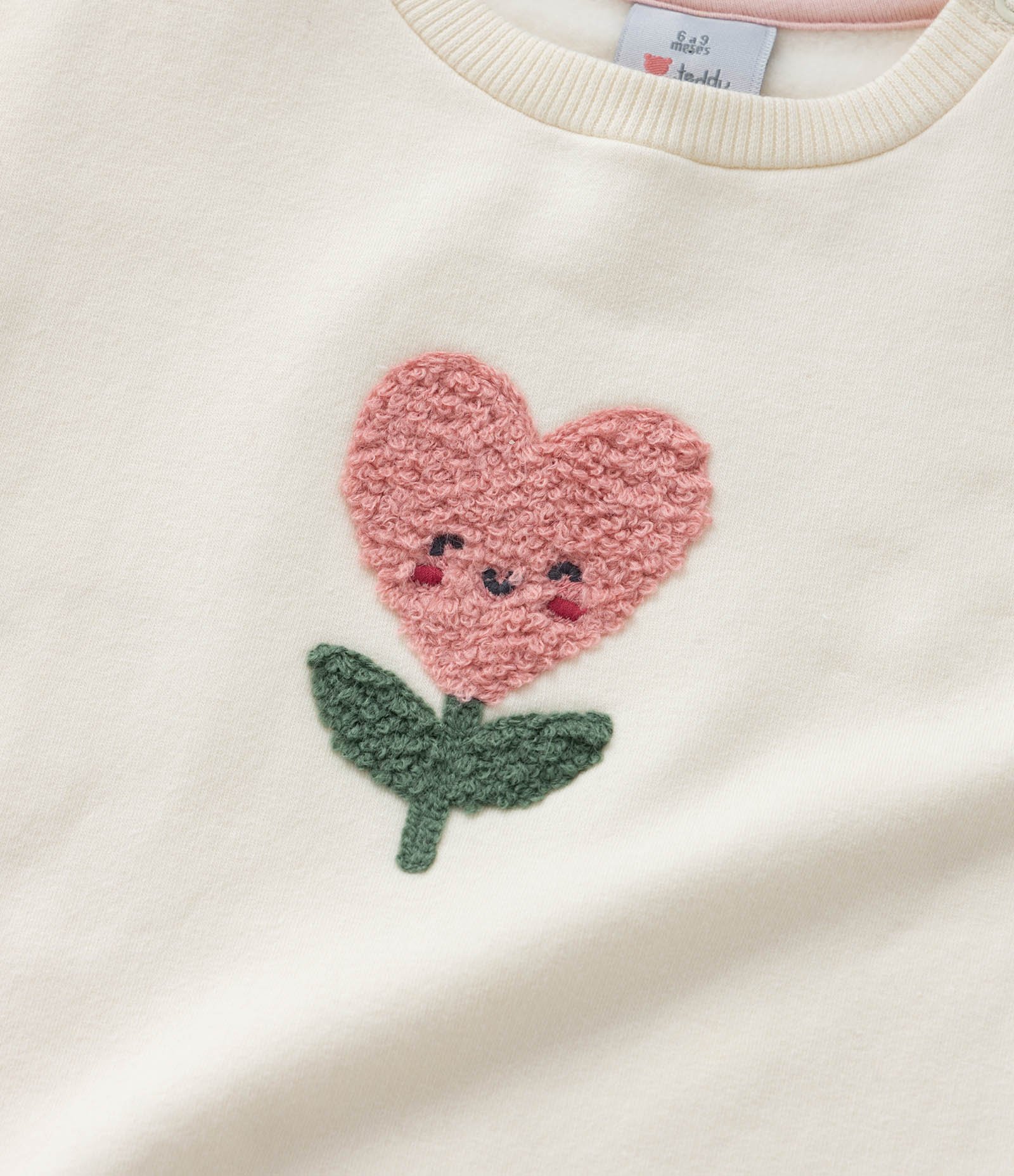 Blusão Infantil Quentinho com Bordado de Tulipa - Tam 0 a 18 meses Bege 7