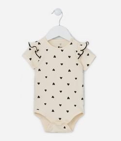 Body Infantil com Babados e Estampa de Corações - Tam 0 a 18 meses