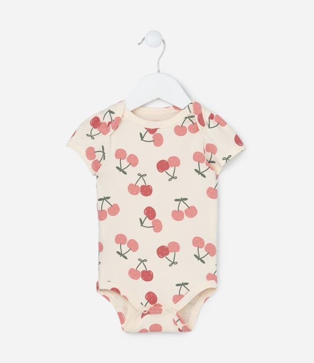 Body Infantil com Estampa Cerejinhas - Tam 0 a 18 meses