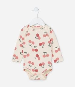 Body Infantil com Estampa Cerejinhas - Tam 0 a 18 meses