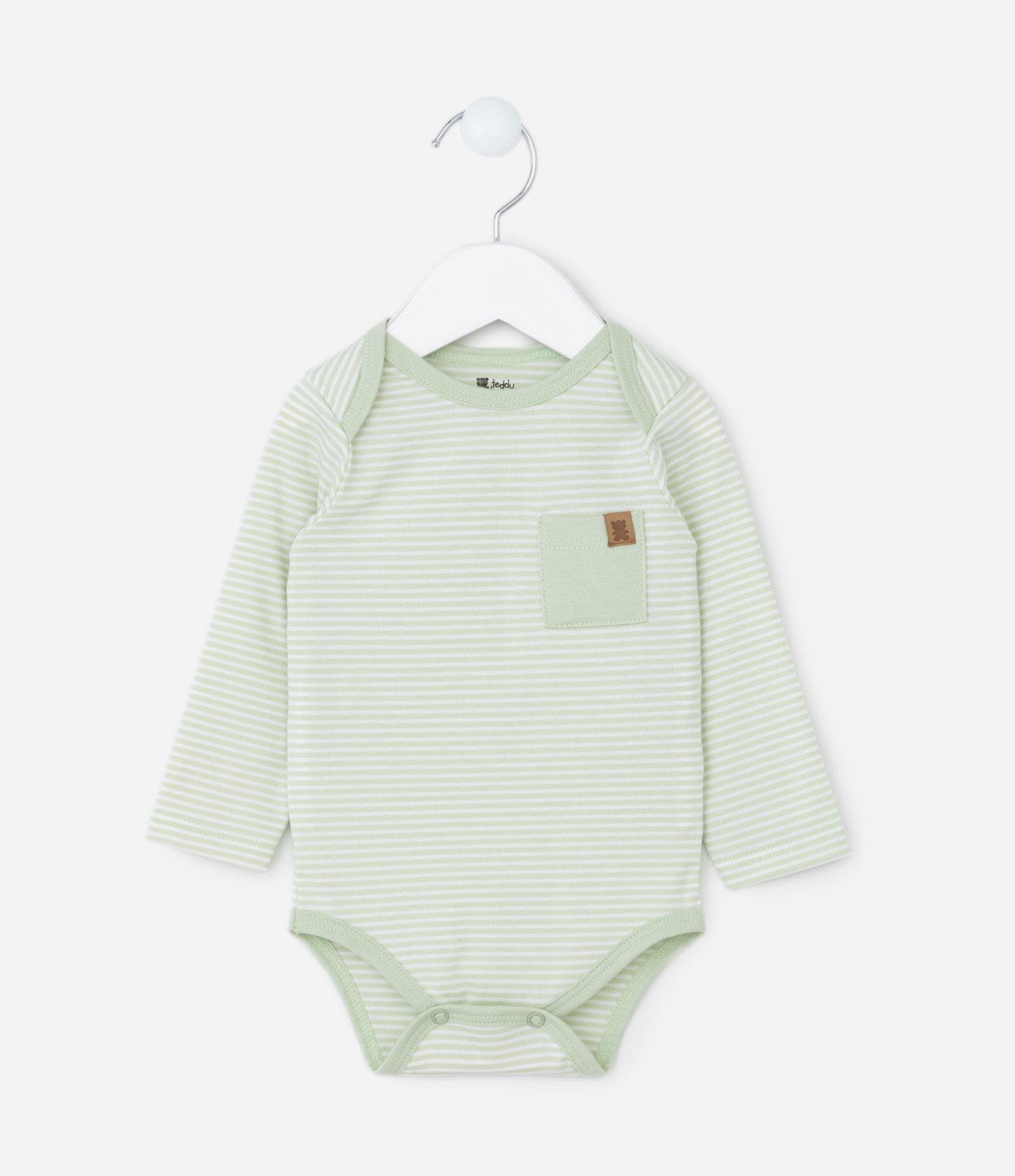 Body Infantil com Bolsinho e Estampa Listrada - Tam 0 a 18 meses 1