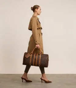 Bolsa Mala Grande com Alça Longa Removível com Estampa de Triângulo