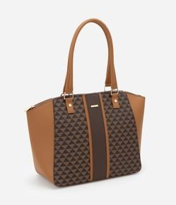 Bolsa Shopper Grande em PU com Estampa de Triângulos