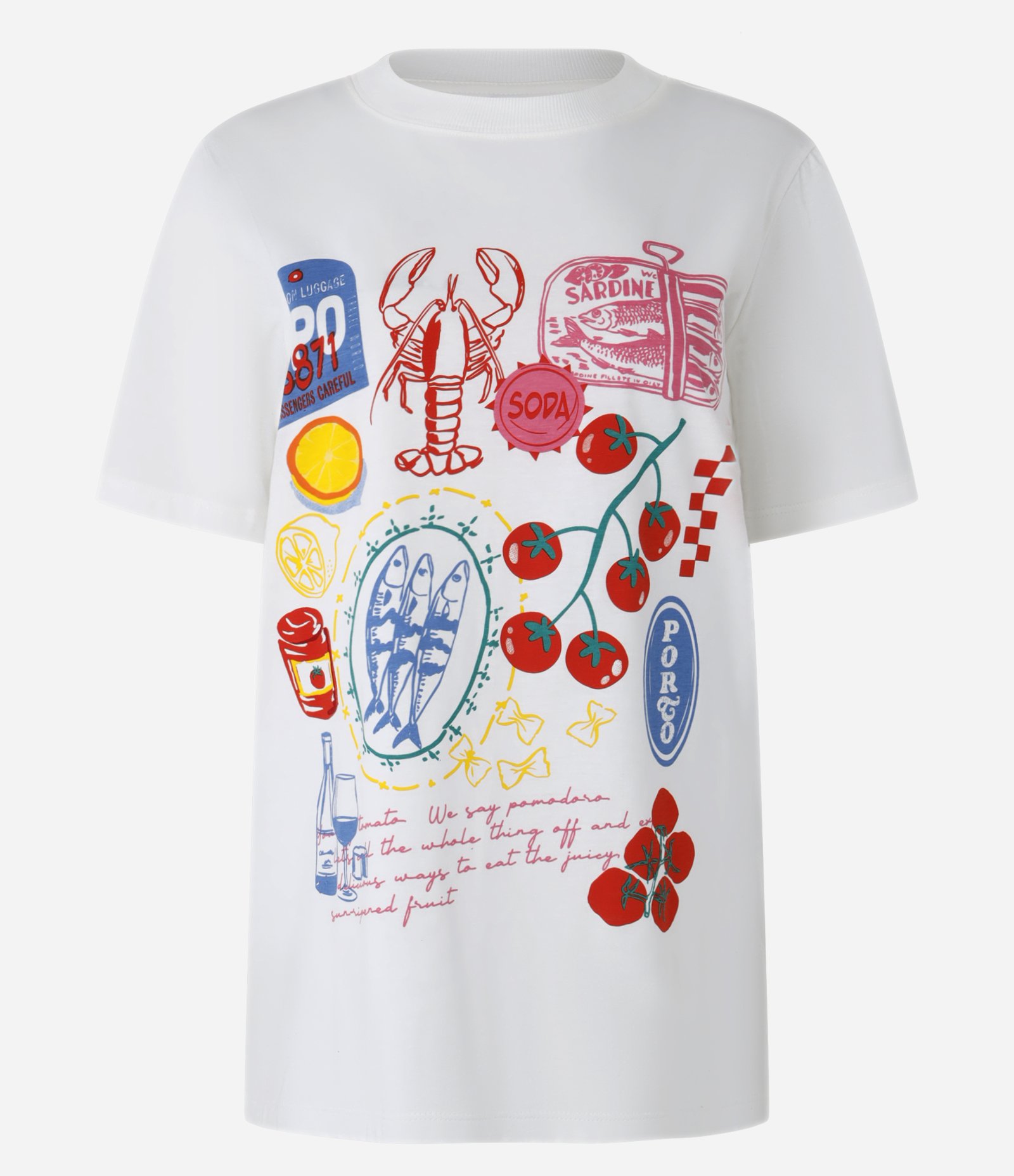 Camiseta em Algodão com Estampa Culinária do Porto Branco 5