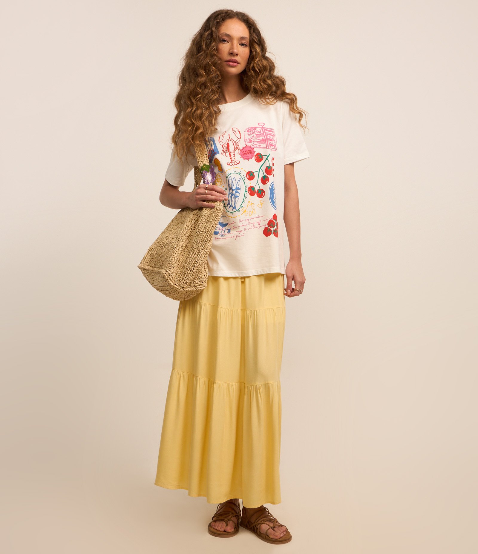 Camiseta em Algodão com Estampa Culinária do Porto Branco 2