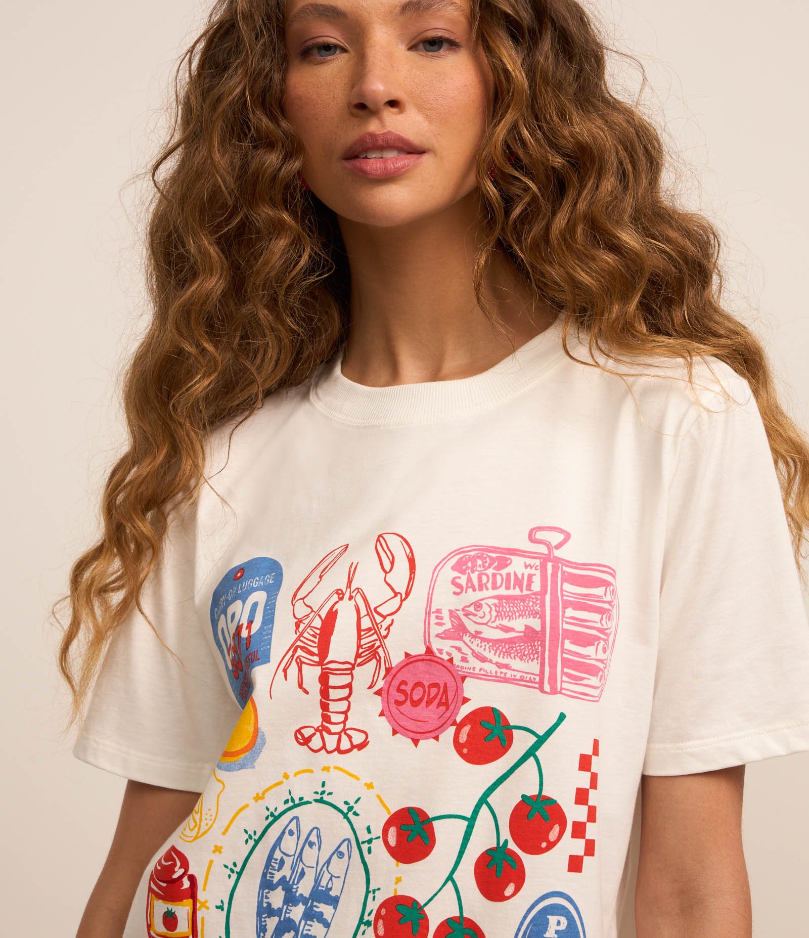 Camiseta em Algodão com Estampa Culinária do Porto Branco 3