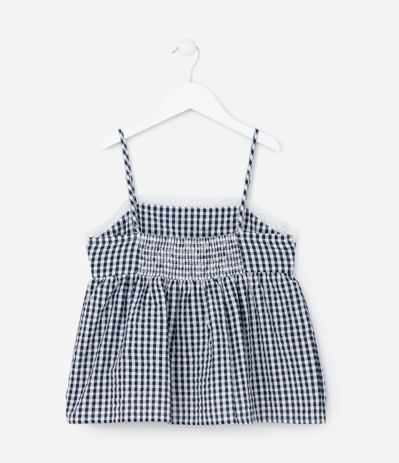 Blusa Infantil em Tricoline com Detalhe em Renda - Tam 5 a 14 Anos Preto/Branco 2