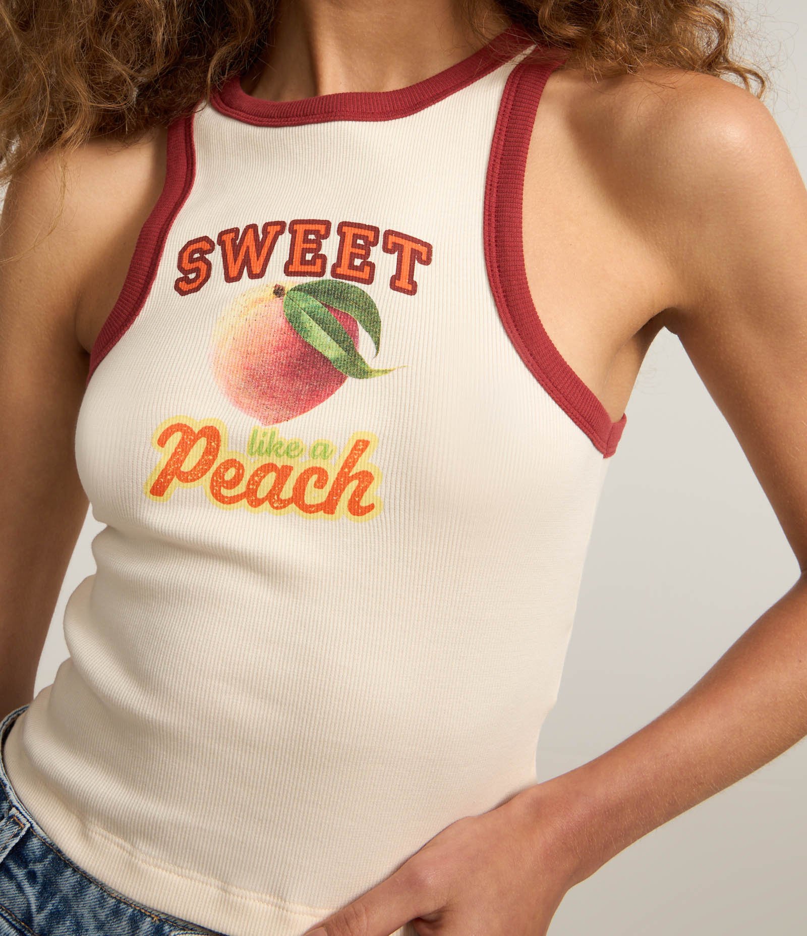 Regata em Algodão com Estampa Sweet Like a Peach Off White 4